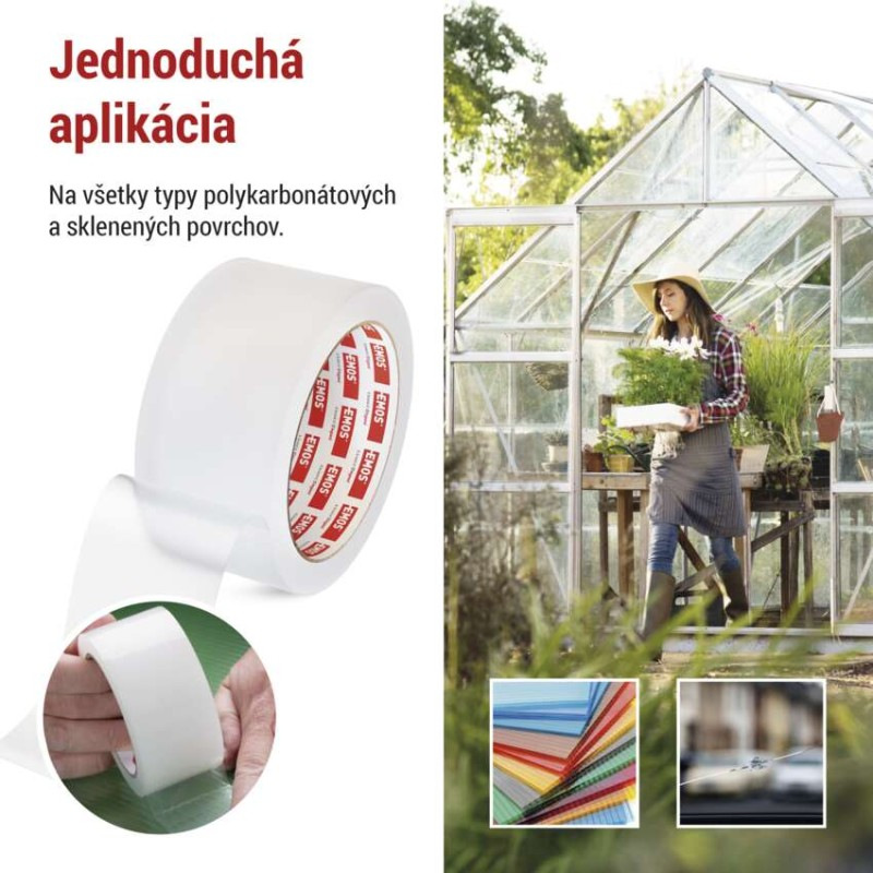 Opravná lepiaca páska na polykarbonát a sklo, 25 m × 50 mm, transparentná 2