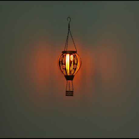 Solárne svietidlo, kov hnedý matný, kov čierny matný, kov s dekoratívnym dierovaním medenej farby, v 9