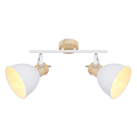 Nástenné svietidlo, kov biely, kov imitácia dreva, DxŠxV: 350x150x215, bez žiaroviek 2xE27, max. 40W 3