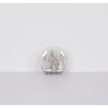 Dekoratívne svietidlo, plast číry, drevo biele, drevo striebornej farby, posuvný vypínač, DxŠxV: 260 10