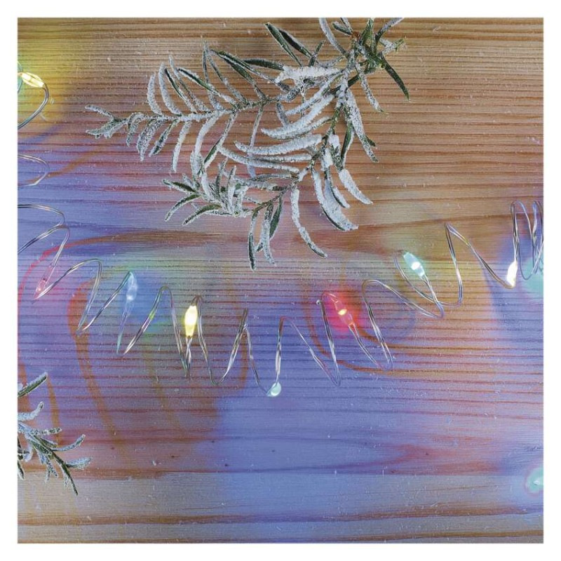 LED vianočná nano reťaz, 1,9 m, 2x AA, vnútorná, multicolor, časovač 4