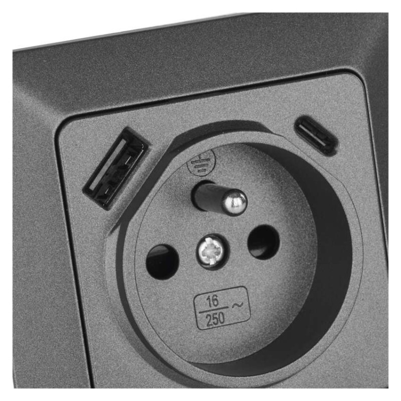 Zásuvka s USB-A+USB-C, antracit 6