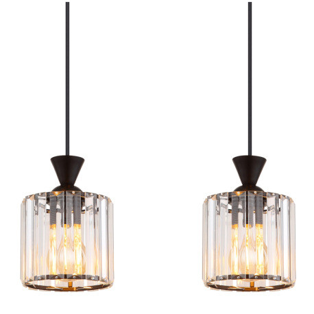 Závesné svietidlo, kov čierny, akrylové krištále číre, kábel PVC čierny, DxŠxV: 860x130x1200mm, bez 6