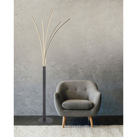 Stojacia lampa kov čierny matný, plast biely, biela, stmievateľná, dotykový stmievač, DxŠxV: 560x600 1