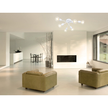 Stropné svietidlo, biely kov, Ø630, V: 180, bez žiaroviek 6xE14, max. 40W 230V 7