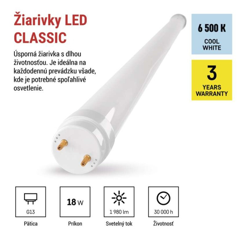 LED trubica T8 18 W 120 cm studená biela 2