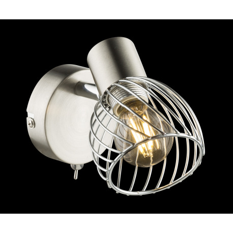 Nástenné svietidlo, kov, nikel, chróm, vypínač, ŠxV: 80x120, H: 120, bez žiarovky 1xE14, max. 40W 23 8