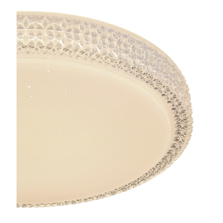 Stropné svietidlo, kov biely, akryl biely, priehľadné plastové krištále, zmena farby svetla pomocou 14