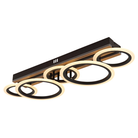 Stropné svietidlo, kov čierny matný, MDF s tmavým dreveným efektom, plast biely, niekoľko úrovní pom 5