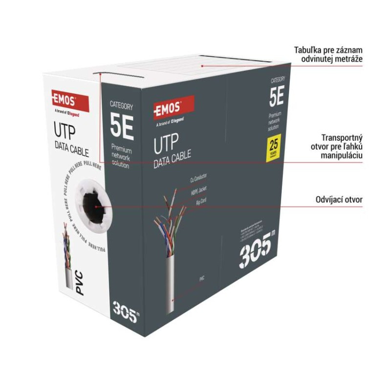 Datový kábel UTP CAT 5E, 305m 2