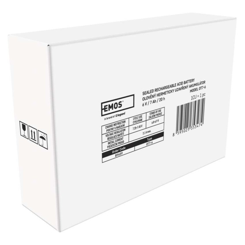 Bezúdržbový olovený akumulátor 6 V/7 Ah, faston 4,7 mm 6