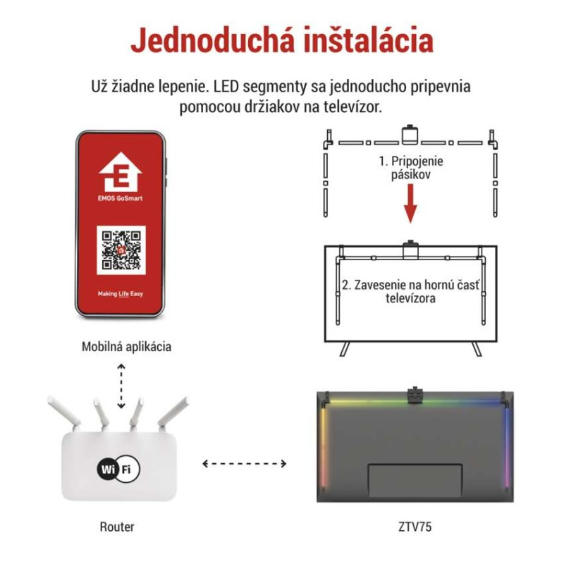 GoSmart Ambientné LED RGB osvetlenie za TV 75“ (189 cm) 4