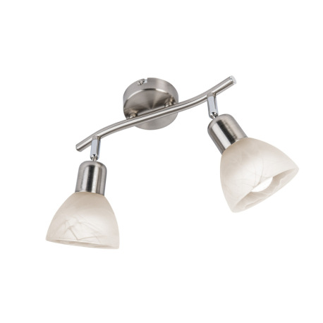 Nástenné svietidlo, kov nikel matný, sklo biele, otočné, DxŠxV: 100x250x168mm, vrátane žiaroviek 2xE