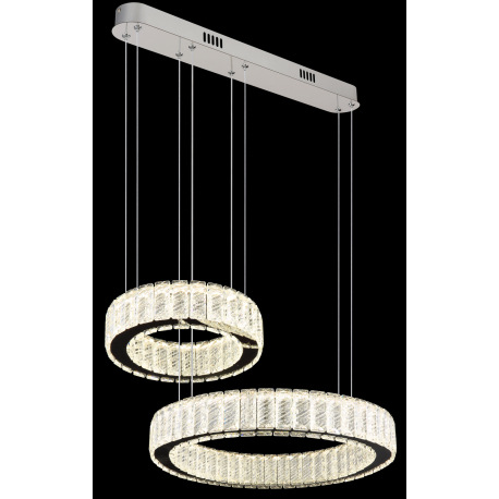 Závesné svietidlo, kov chróm, krištále K5 číre, chróm.krúžok, stmievateľné, viac úrovní pomocou nást 2