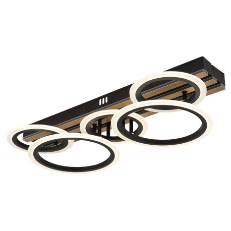 Stropné svietidlo, kov čierny matný, MDF s tmavým dreveným efektom, plast biely, niekoľko úrovní pom 7