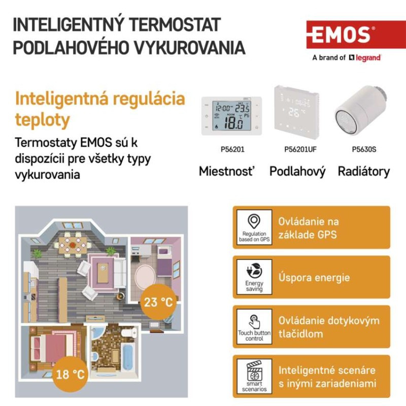 Podlahový programovateľný drôtový WiFi GoSmart termostat P56201UF 3
