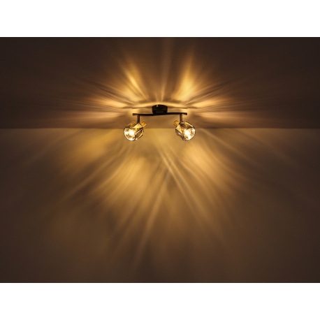 Stropné svietidlo, kov čierny, kov zlatý, sklenené krištále dymové, ø: 380mm, V:240mm, bez žiaroviek 6