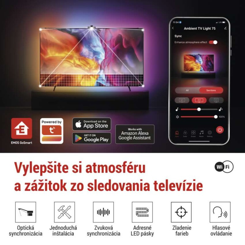 GoSmart Ambientné LED RGB osvetlenie za TV 75“ (189 cm) 2