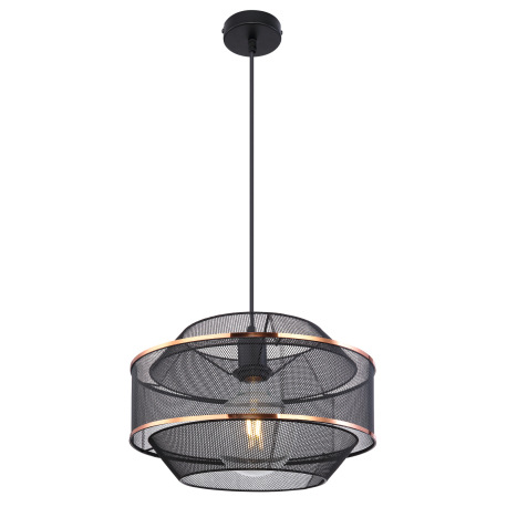 Závesné svietidlo, kov čierny a zlatý, Ø350, V:1500, bez žiarovky 1xE27, max. 60W 230V