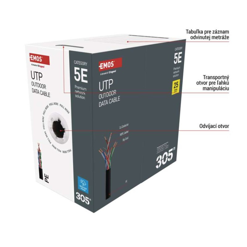 Datový kábel UTP 5E, outdoor, 305m 2