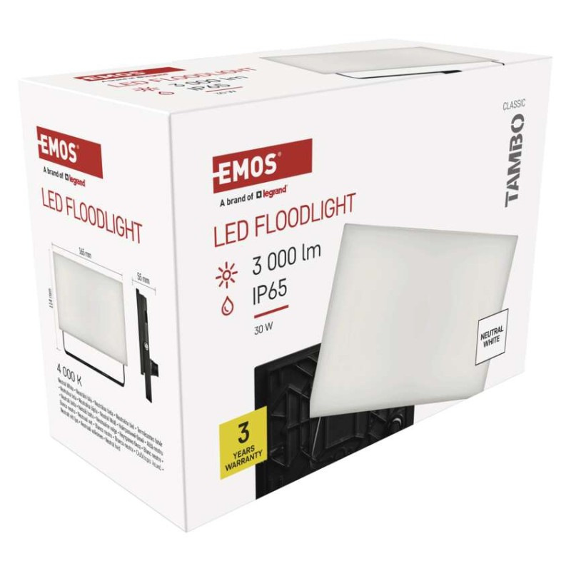 LED reflektor TAMBO, 30 W, 3000 lm, IP65, čierny 14