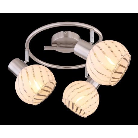 Stropné svietidlo, nikel, sklo priehľadné biele, Ø 280, V: 192, bez žiaroviek 3xE27, max. 40W 230V 5