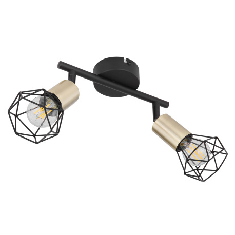 Nástenné svietidlo, kov čierny, starožitná mosadz, DxŠxV: 220x80x200, bez žiaroviek 2xE14, max. 40W 3