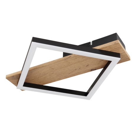 Stropné svietidlo, kov čierny matný, MDF so vzhľadom dreva, plast čierny matný, plast biely, DxŠxV: 2