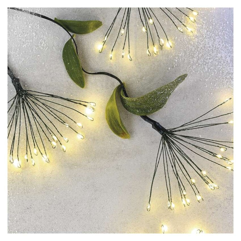 LED svetelná reťaz – svietiace trsy, nano, 8 m, vnútorná, teplá biela, časovač 4