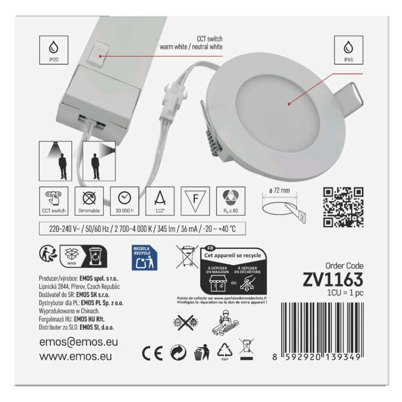 LED bodové svietidlo LORI 4,5W 345LM IP65 CCT bielá 13
