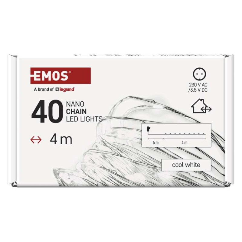 LED vianočná nano reťaz strieborná, 4 m, vonkajšia aj vnútorná, studená biela, časovač 8