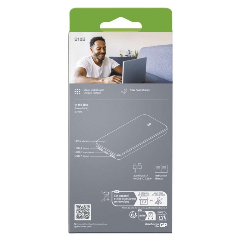 Power bank GP B+ Series, 10 000 mAh, 15 W, modrá 5