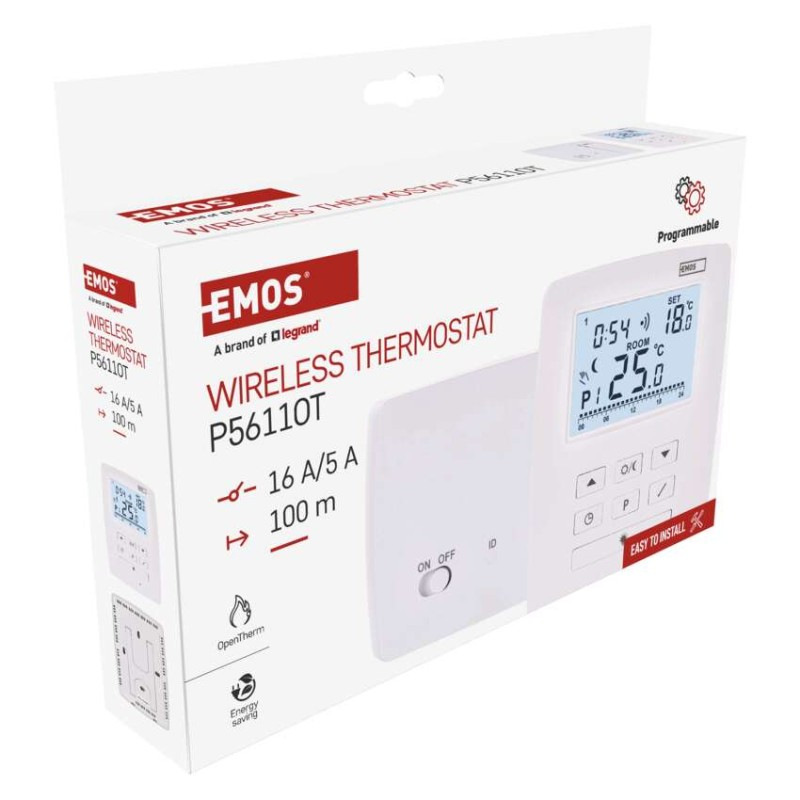 Izbový programovateľný bezdrôtový OpenTherm termostat P5611OT 10