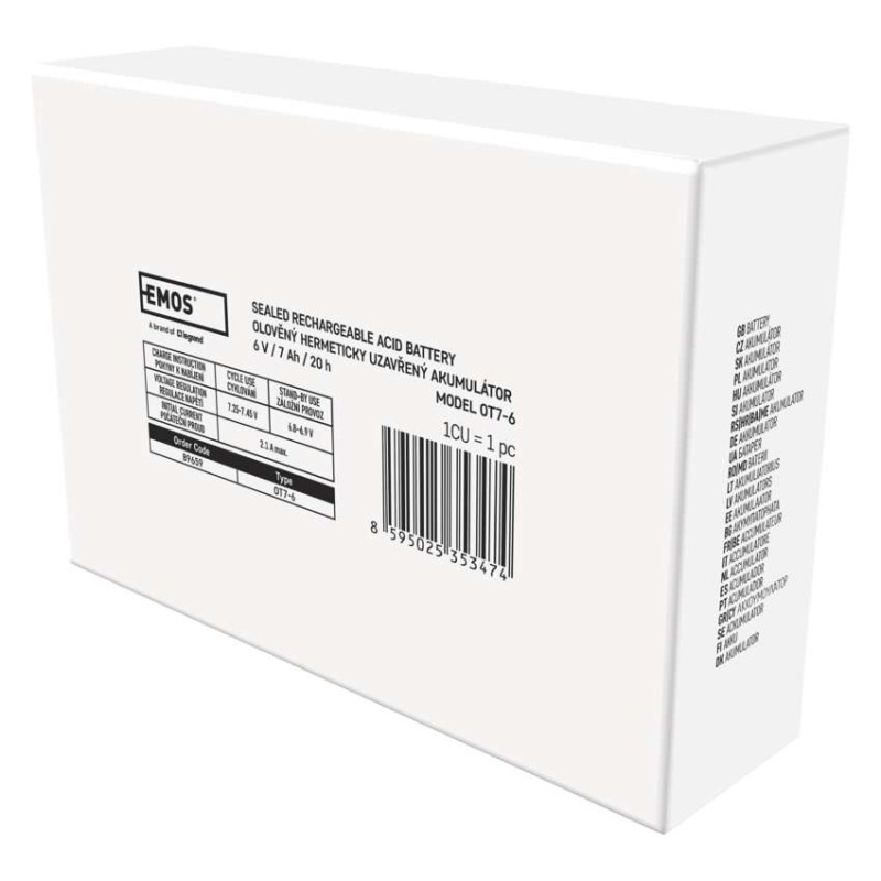Bezúdržbový olovený akumulátor 6 V/7 Ah, faston 4,7 mm 5