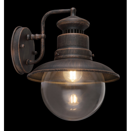 Vonkajšie svietidlo, oceľ, farba imitujúca hrdzu, sklo priehľadné, smerom dole, IP44, ŠxV:215x270, H 9