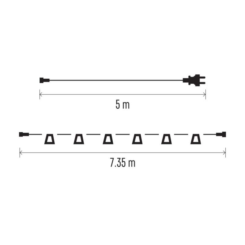 Spojovacia svetelná reťaz na 10 žiaroviek E27 START SET, 7,35 m, vonkajšia aj vnútorná 2