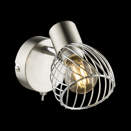 Nástenné svietidlo, kov, nikel, chróm, vypínač, ŠxV: 80x120, H: 120, bez žiarovky 1xE14, max. 40W 23 1