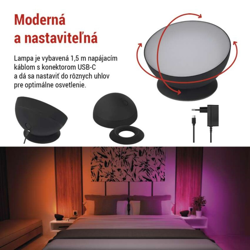 GoSmart LED ambientná lampa, čierna, teplá biela–studená biela/ RGB, WiFi 3