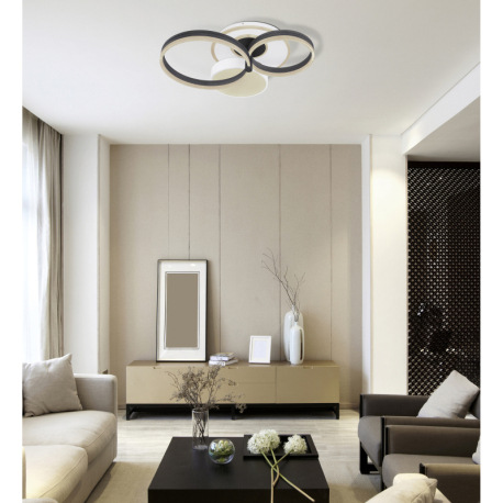 Stropné svietidlo, kov biely/čierny, akryl biely, stmievateľné, prepínanie funkcií nástenným vypínač 1