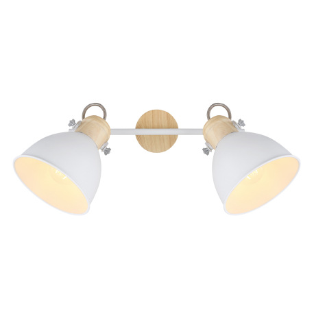 Nástenné svietidlo, kov biely, kov imitácia dreva, DxŠxV: 350x150x215, bez žiaroviek 2xE27, max. 40W 4