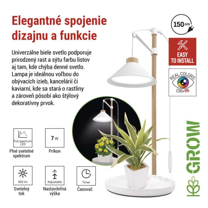 LED GROW pestovateľská lampa 7 W, časovač, biela 4