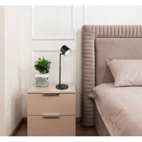 Nabíjateľná stolová lampa, hliník/plast čierny, satin., strieborný, dotykové zapnutie/vypnutie/plynu 1