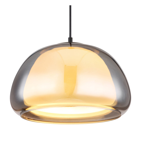 Závesné svietidlo, kov čierny matný, sklo dymové/biele, textilný kábel čierny, možnosť skrátenia výš 10