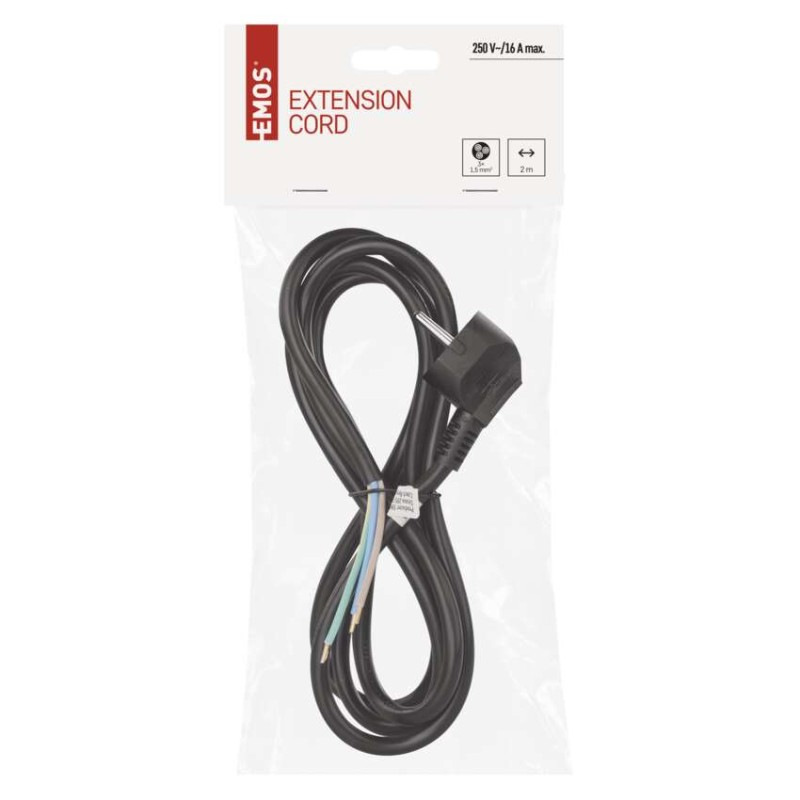 Flexo šnúra PVC 3× 1,5mm2, 2m, čierna 1