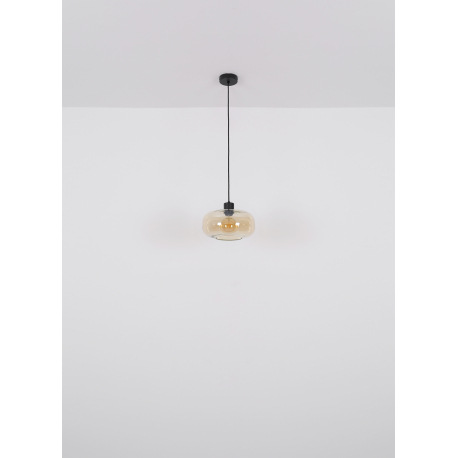 Závesné svietidlo kov čierny matný, sklo jantárové, možnosť nastavenia výšky, ø: 280mm, V: 1200mm, b 7
