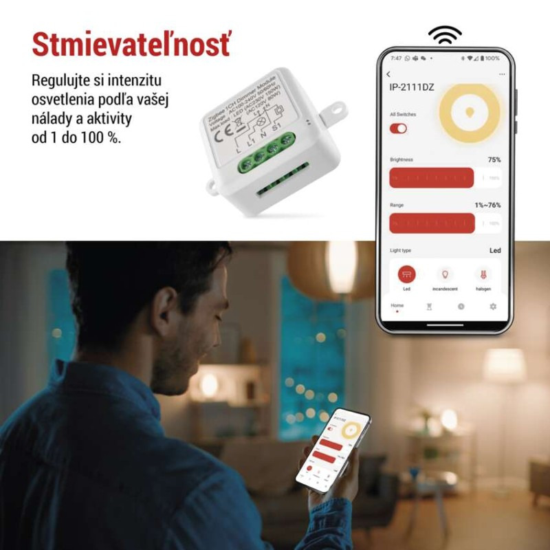 GoSmart modul stmievania IP-2111DZ, ZigBee, 1-kanálový 5
