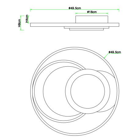 Stropné svietidlo, kov grafit, tmavohnedé drevo, akryl biely, Ø495, V:80, vrátane 1xLED 45W 230V, 49 11