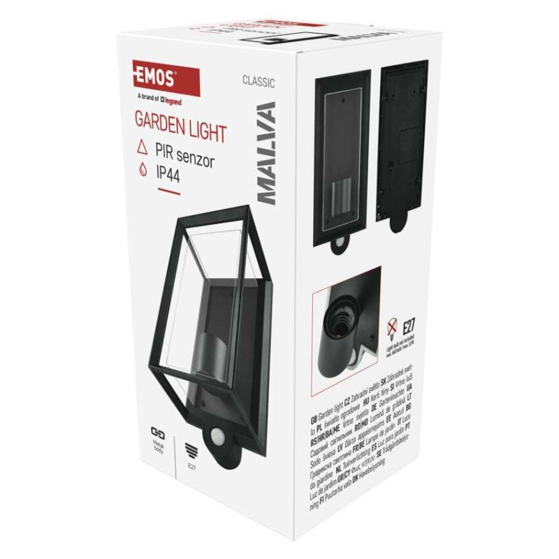 Záhradné nástenné svietidlo MALVA, senzor súmraku, 13 x 12 x 28 cm, 1 x E27, 15 W 7