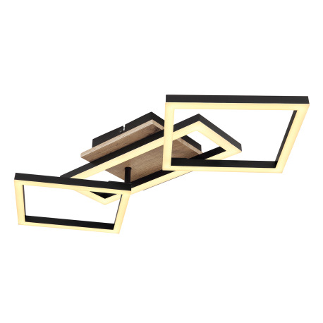 Stropné svietidlo kov čierny matný, MDF, imitácia tmavého dreva, plast biely, otočné, DxŠxV: 700x310 6