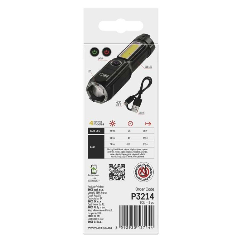 Dobíjacia plastová baterka LED P3214, 150 lm 6